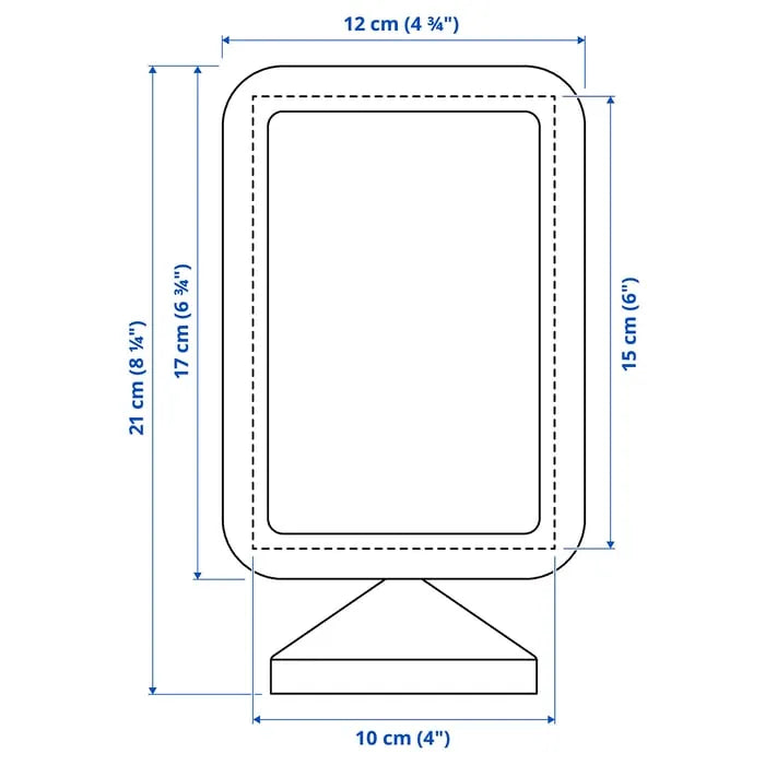 IKEA FIKONTRÄD Frame White 10x15 cm with dimensions.