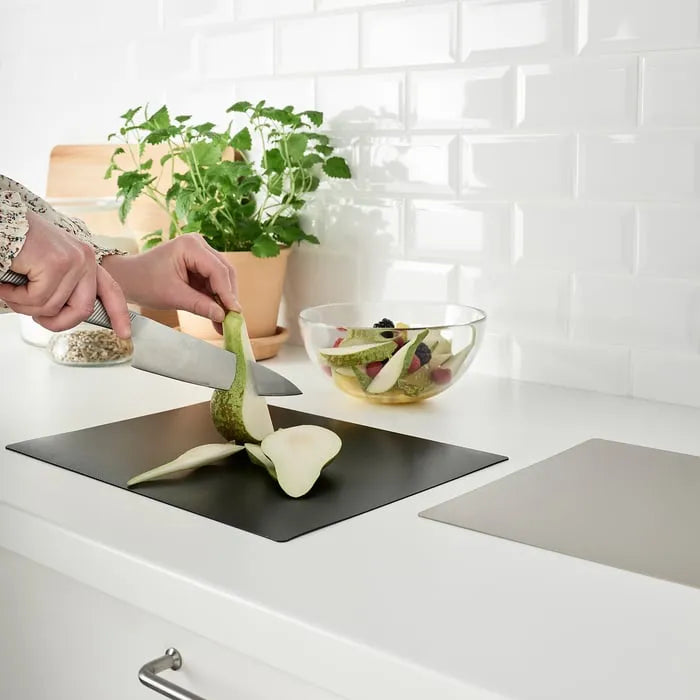 IKEA FINFORDELA cutting board used in kitchen food prep