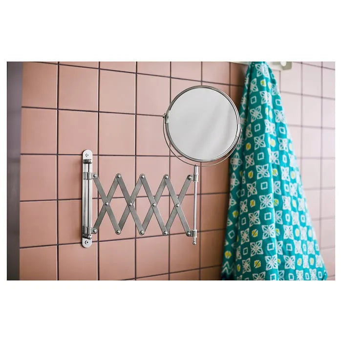 IKEA FRACK adjustable grooming mirror for vanity and bathroom use.
