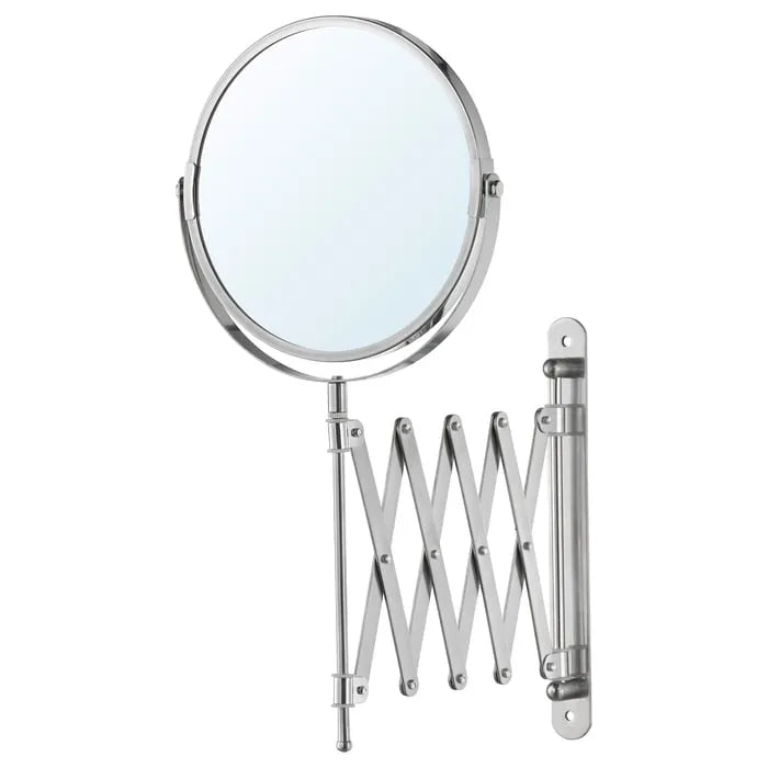 IKEA FRACK stainless steel makeup and magnifying mirror wall-mounted.
