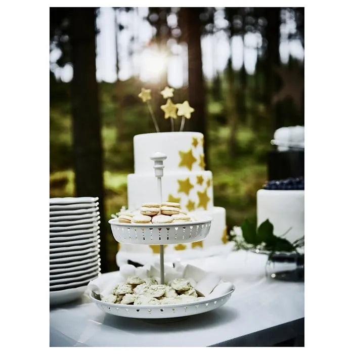 IKEA GARNERA serving stand styled for hi-tea and snacks.