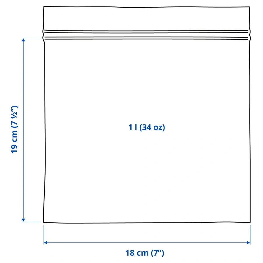 IKEA ISTAD resealable bag 1 litre dimensions