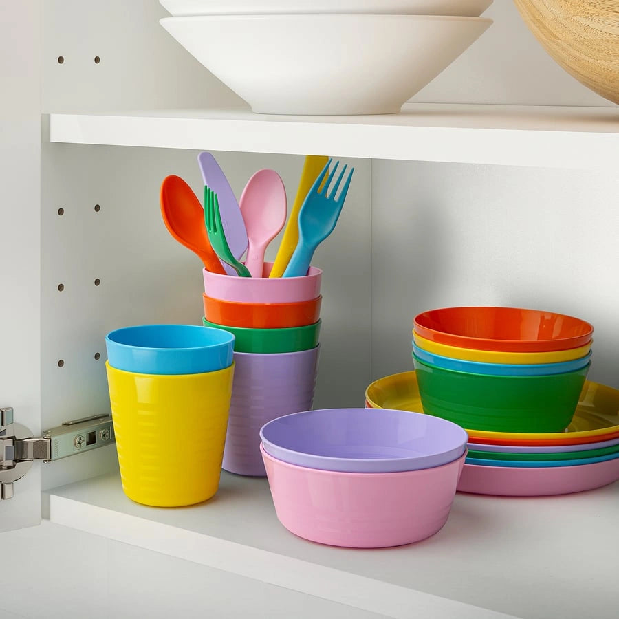 Colourful IKEA KALAS bowls for kids and family meals