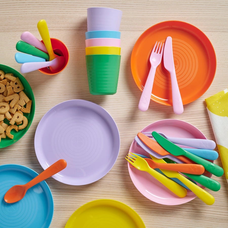 IKEA kids cutlery set pack of 36 mixed colors.