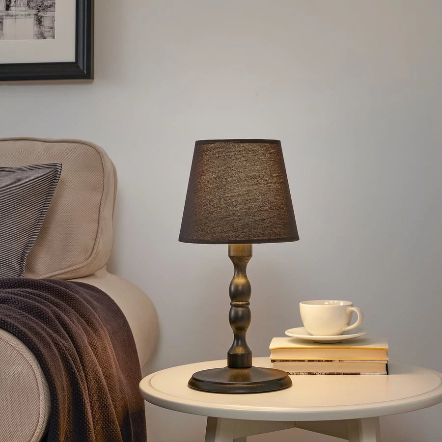 IKEA KINNAHULT table lamp styled on a bedside table