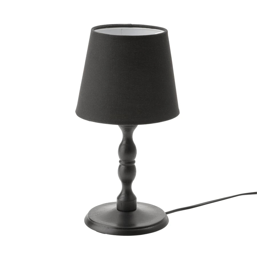 IKEA KINNAHULT table lamp in black ash and black, 37 cm