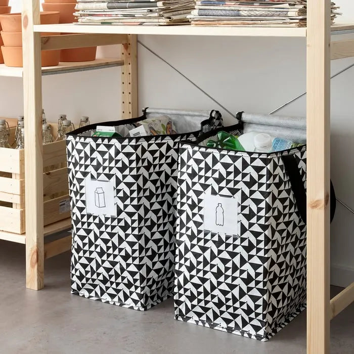 Pair of IKEA KNALLA Storage Bag With Zip Black/White.