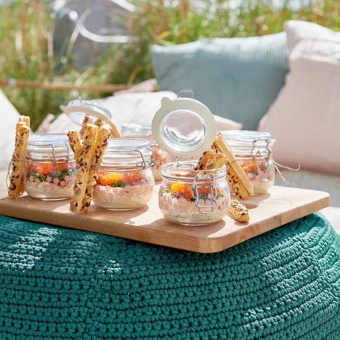 IKEA KORKEN Glass Jars used for decoration.