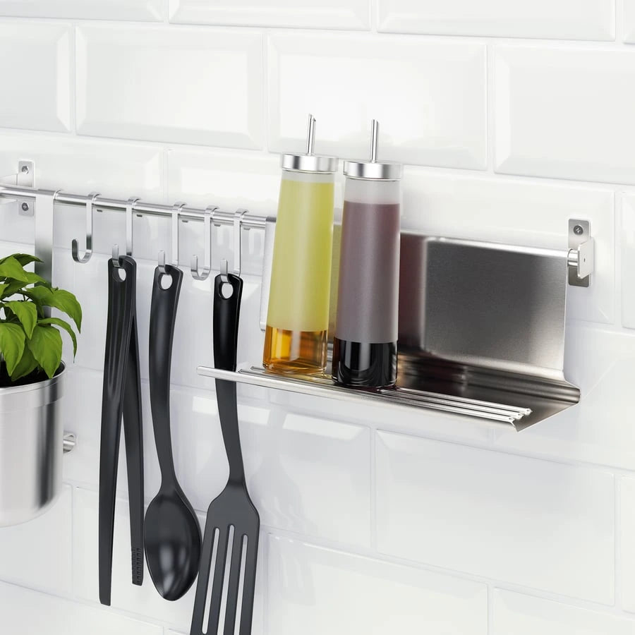 IKEA KUNGSFORS Tablet Stand, Book Stand, Wall Organizer, Stainless Steel, 26x12 cm