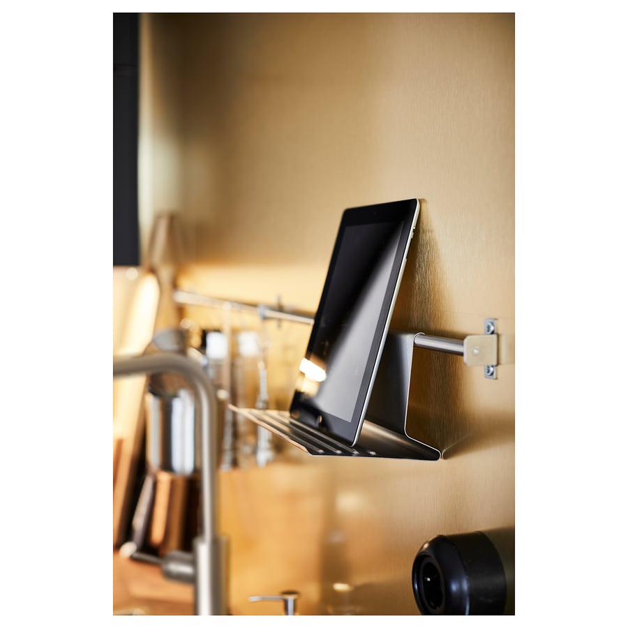 IKEA KUNGSFORS Tablet Stand, Book Stand, Wall Organizer, Stainless Steel, 26x12 cm