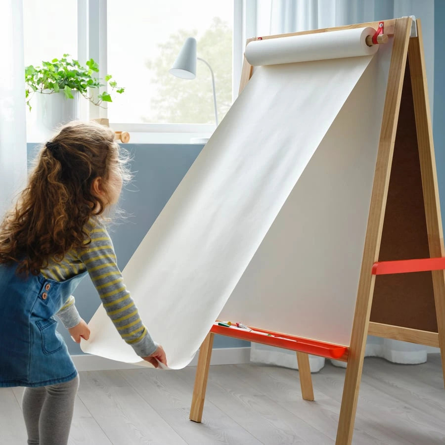 Front view of IKEA MÅLA softwood easel for kids