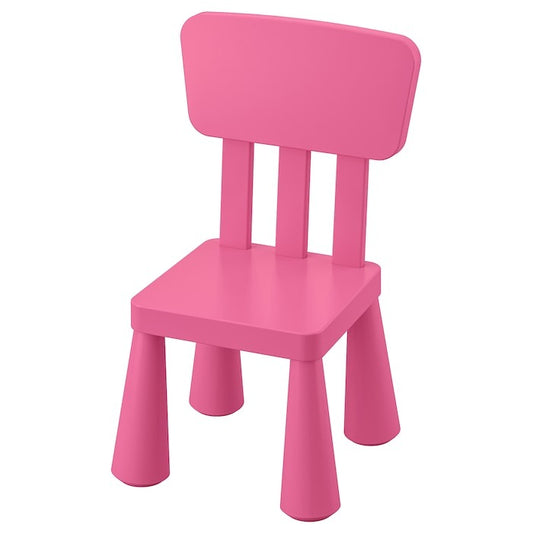 Plastic children’s pink chair IKEA MAMMUT series.
