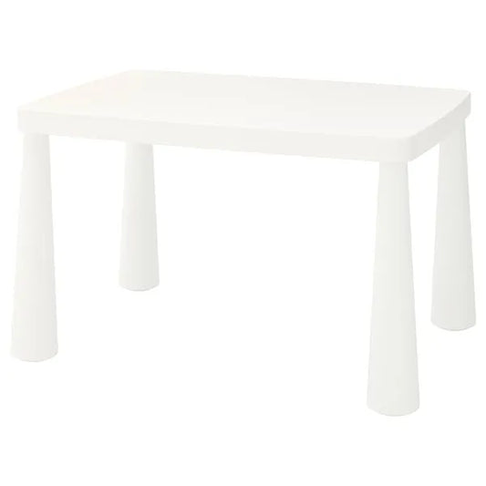 IKEA MAMMUT white children’s table for indoor and outdoor use.