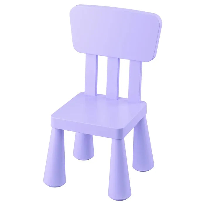 IKEA MAMMUT kids chair lilac colour for indoor outdoor use.
