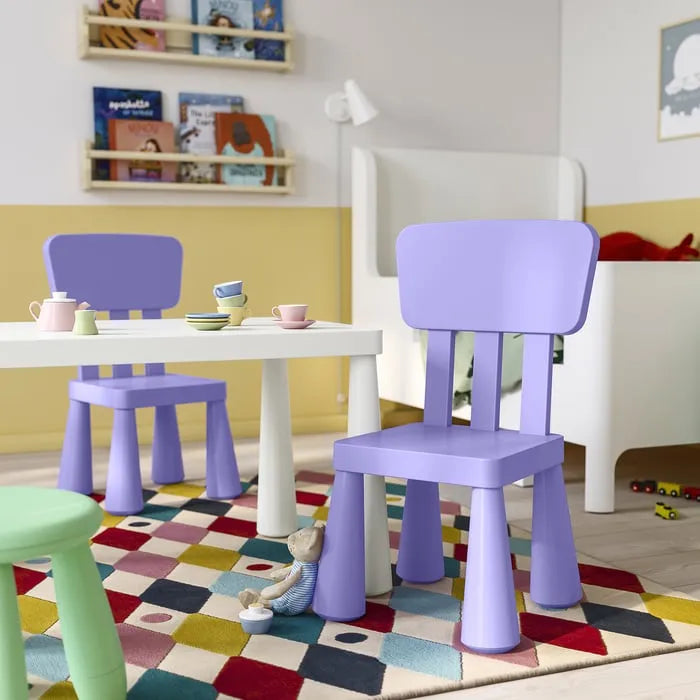 Lightweight children’s chair by IKEA in lilac.