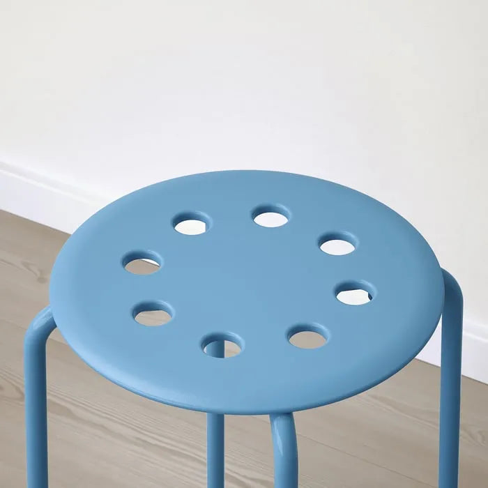 Top view of IKEA MARIUS blue stool.
