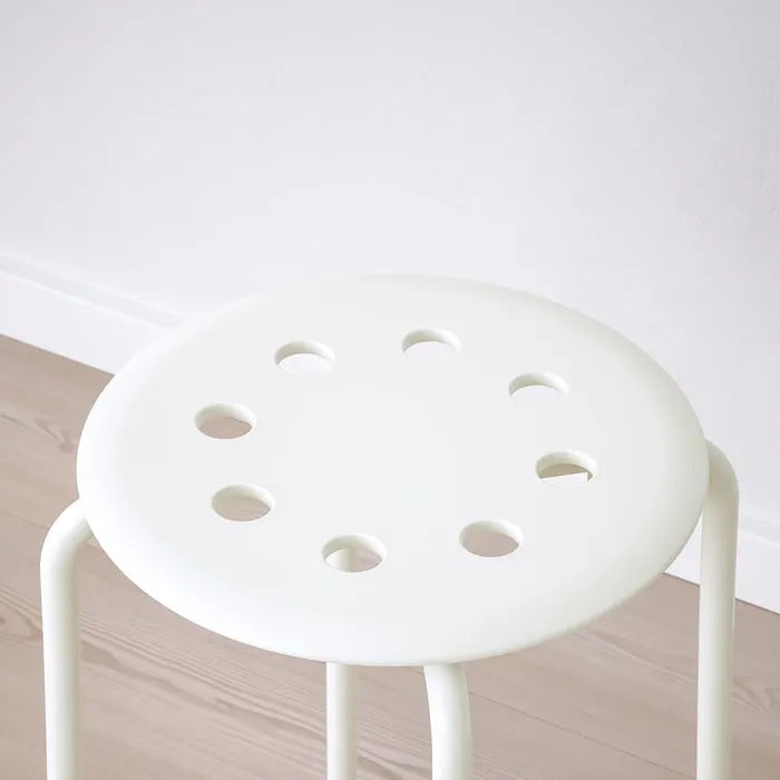 Closeup of IKEA MARIUS stool white 45 cm