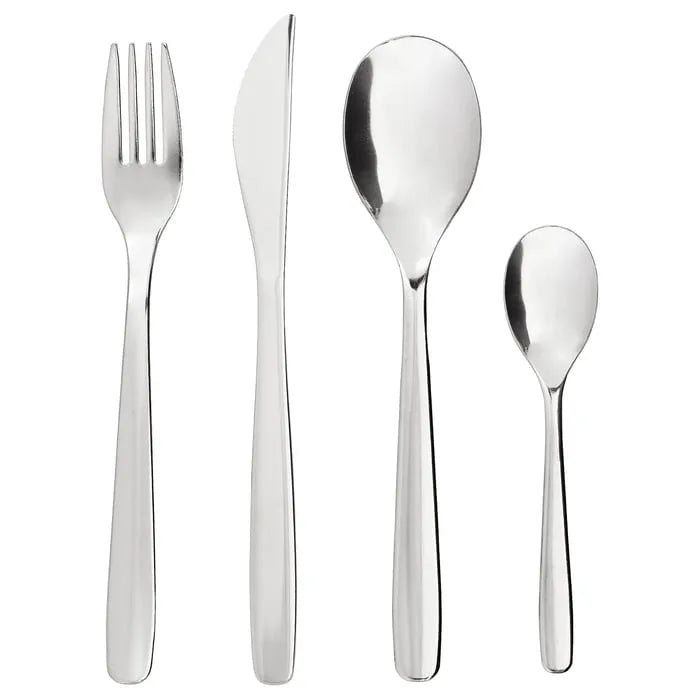 IKEA MOPSIG spoons and forks neatly arranged set of 16.