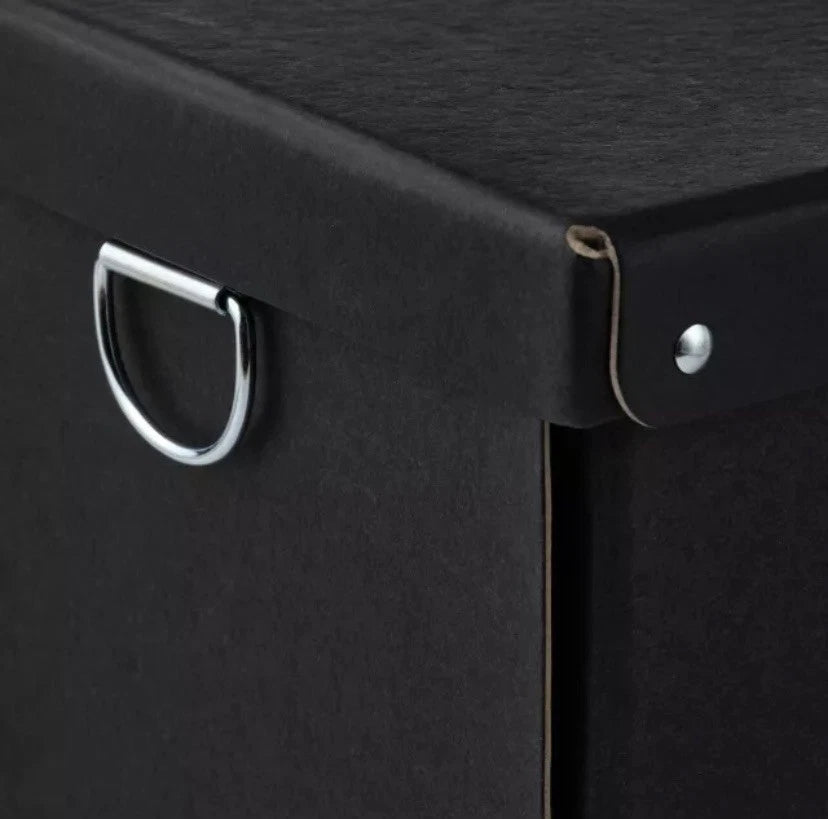 Closeup of IKEA NIMM compact storage box