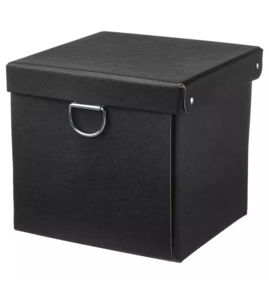 IKEA NIMM black storage box with lid 16.5x16.5x15 cm