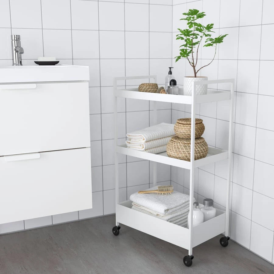 IKEA NISSAFORS trolley used to organise bathroom essentials