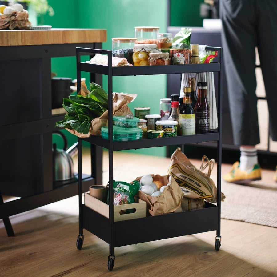 IKEA NISSAFORS trolley used to organise kitchen essentials