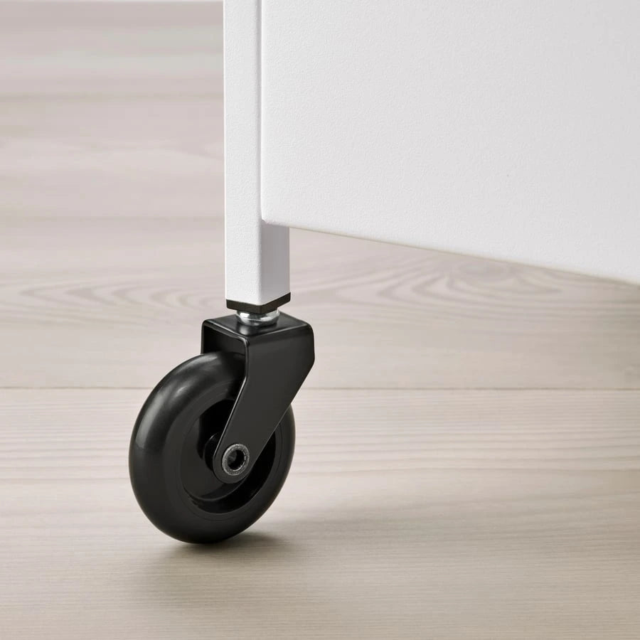 Close-up of the shelf detail on the IKEA NISSAFORS trolley castor