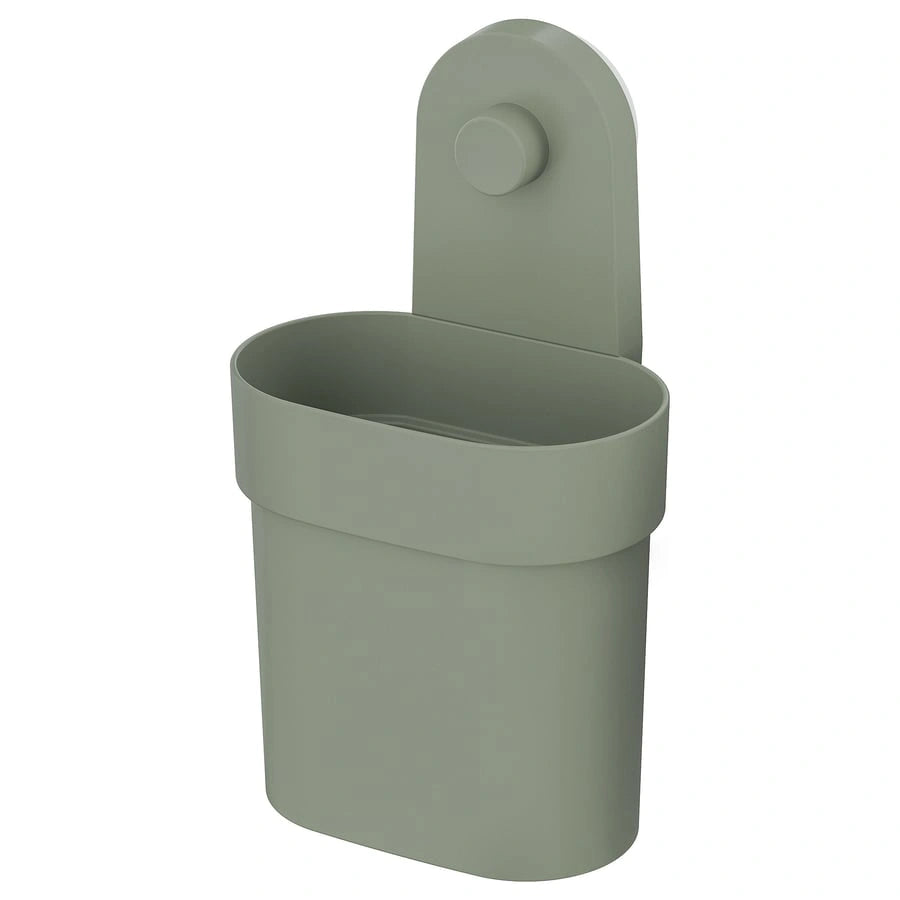IKEA OBONAS container with suction cup grey green
