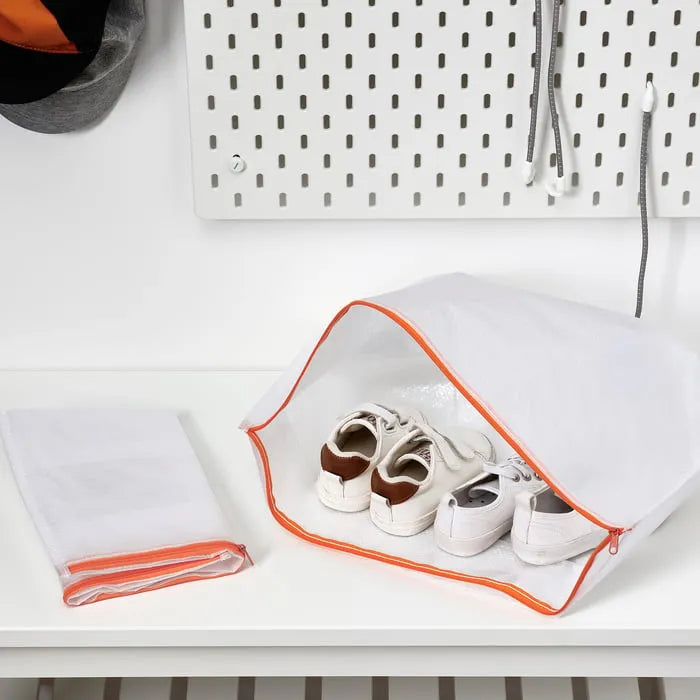 IKEA PARKLA Shoe Bag Open with Shoes Inside.