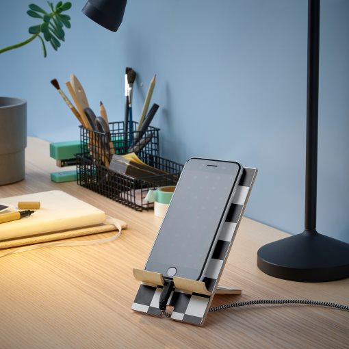 IKEA PLUGGLAND Holder for Mobile Phone, Check Pattern, 8x10x15 cm