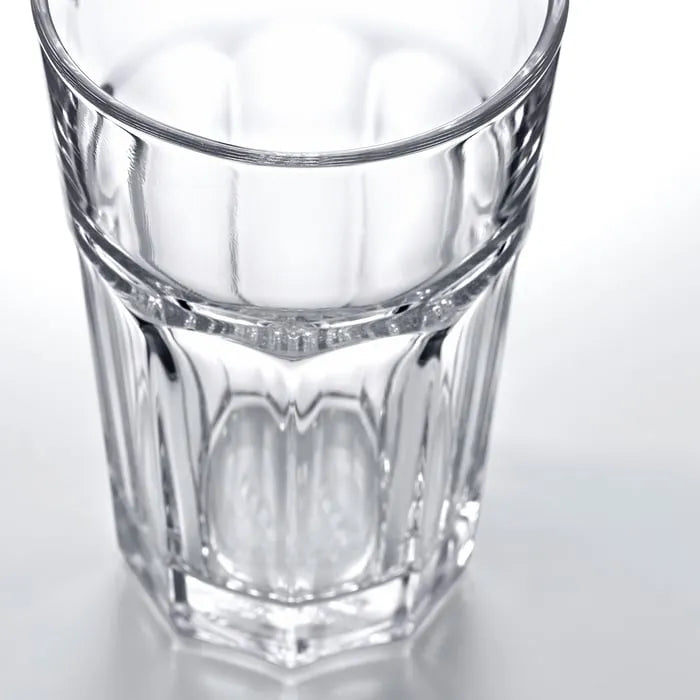 Closeup of IKEA POKAL Clear Glass 350 ml.