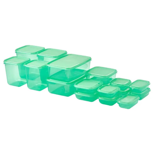 IKEA PRUTA food container set of 17 green with lids.