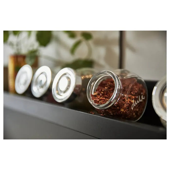 IKEA RAJTAN spice jars filled with spices.