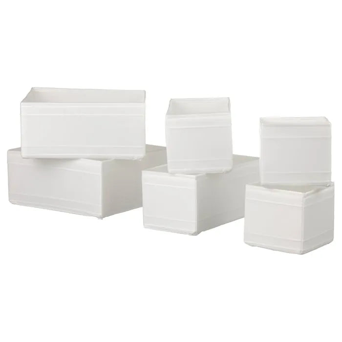 Foldable IKEA SKUBB storage box set white polyester.