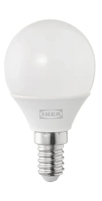 IKEA SOLHETTA LED bulb E14 250 lumen globe opal white main image.