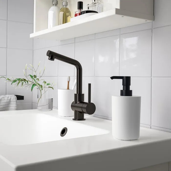 IKEA STORAVAN white bathroom accessories set.
