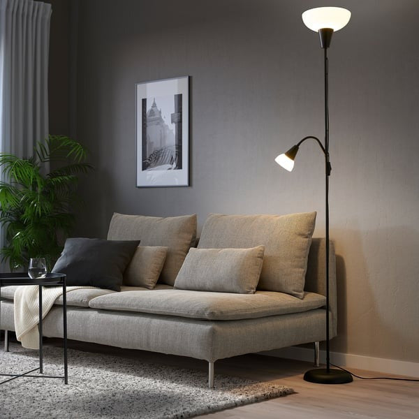 IKEA TAGARP floor uplighter and reading lamp black and white.