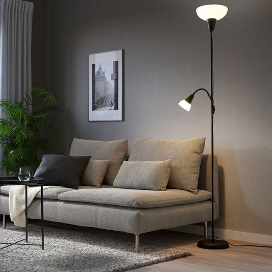 IKEA TAGARP floor uplighter and reading lamp black and white.