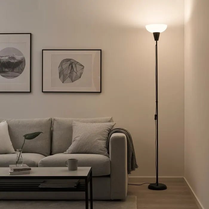 IKEA TAGARP modern floor lamp in living room.