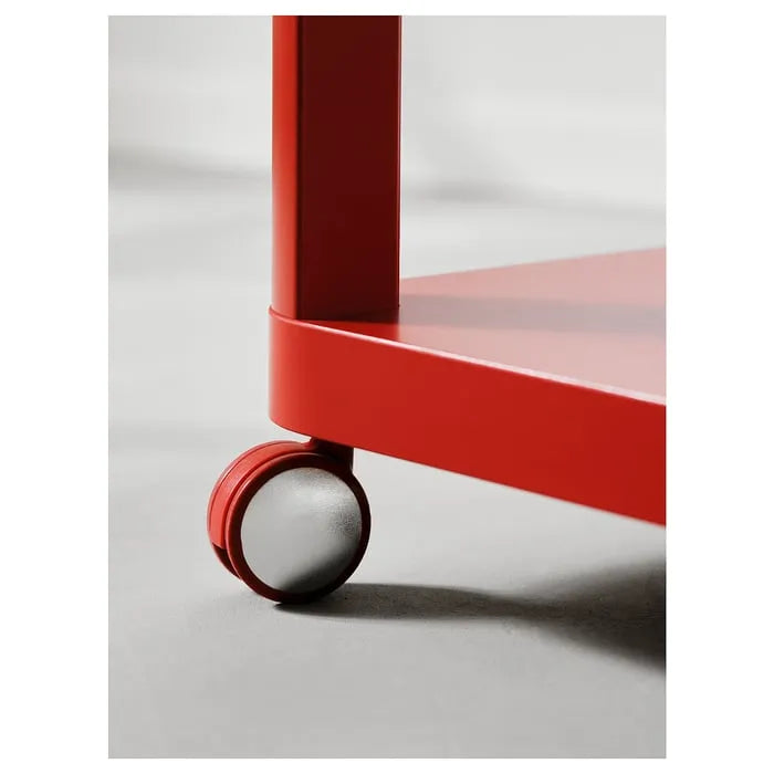 IKEA TINGBY mobile side table red 50x50 cm modern design.
