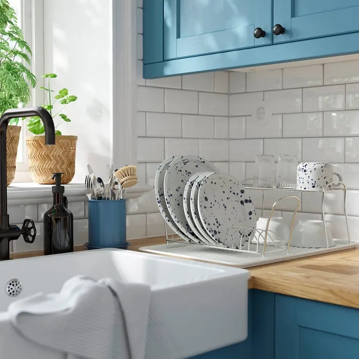 IKEA VALVÅRDAD dish drying rack silver countertop organizer.