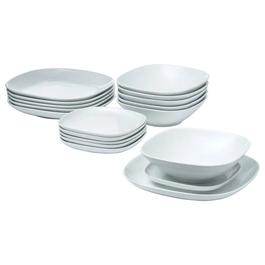 IKEA VARDERA 18 piece white dinnerware set plates and bowls