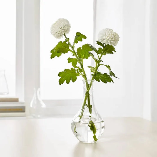 IKEA VILJESTARK glass vase styled with flowers.