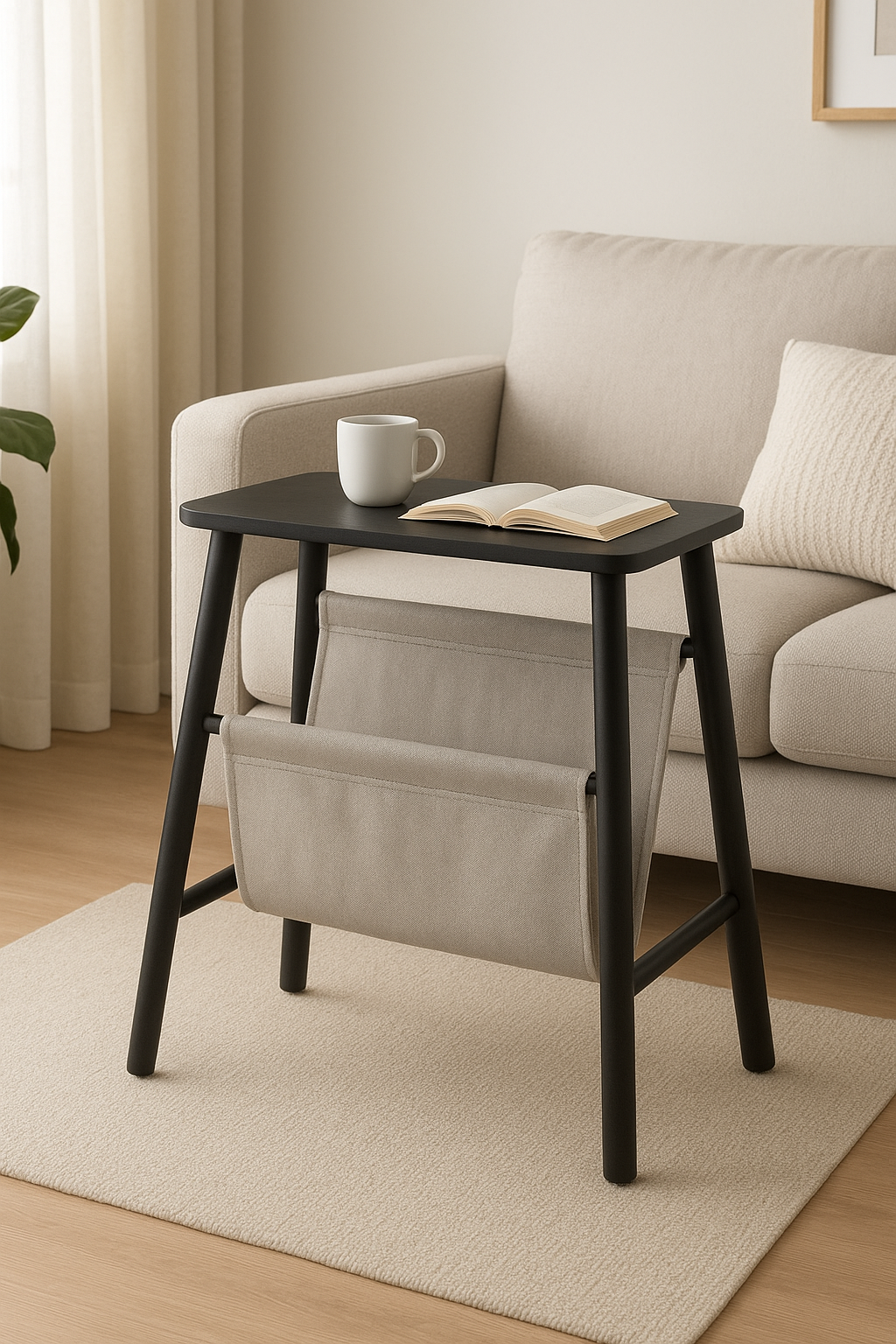 IKEA VILTO storage stool open to show storage space.
