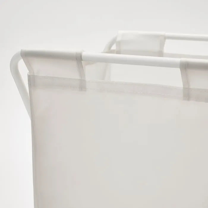Close-up of fabric and stand of IKEA JÄLL laundry bag