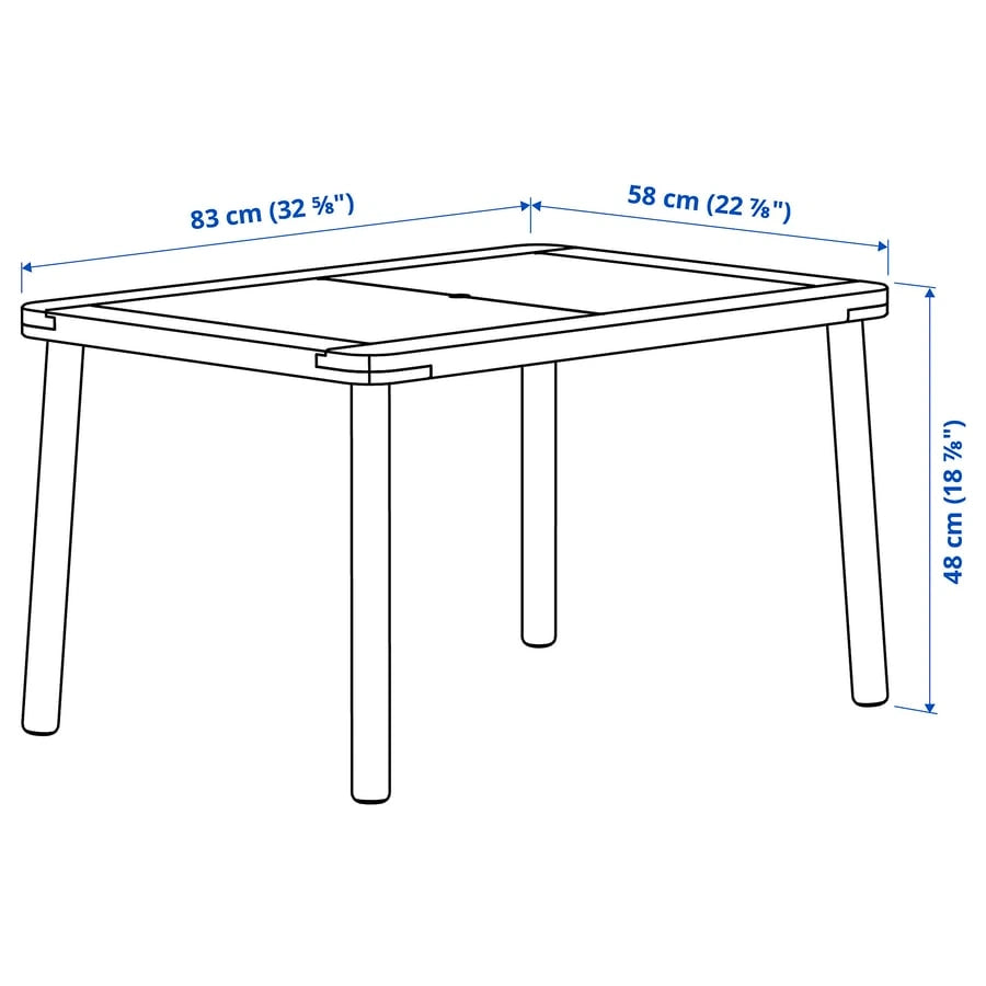 KEA FLISAT kids table in children's room dimensions