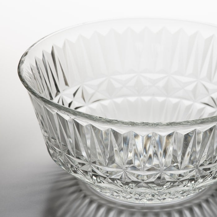 IKEA SALLSKAPLIG Bowl Clear Glass Patterned Size 15 cm