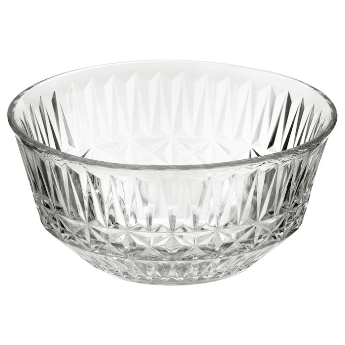 IKEA SALLSKAPLIG Bowl Clear Glass Patterned Size 15 cm